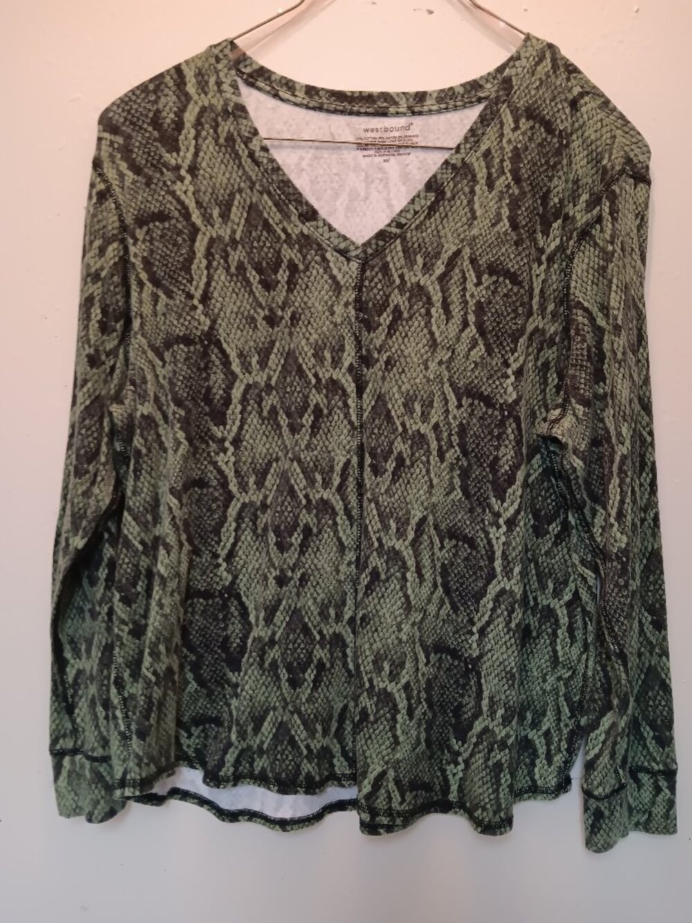 Westbound Women's Plus Size XXL Long Sleeve Shirt Preowned Green/Black